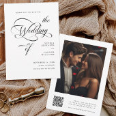 Elegante Classy Calligraphy Wedding QR-code Save The Date
