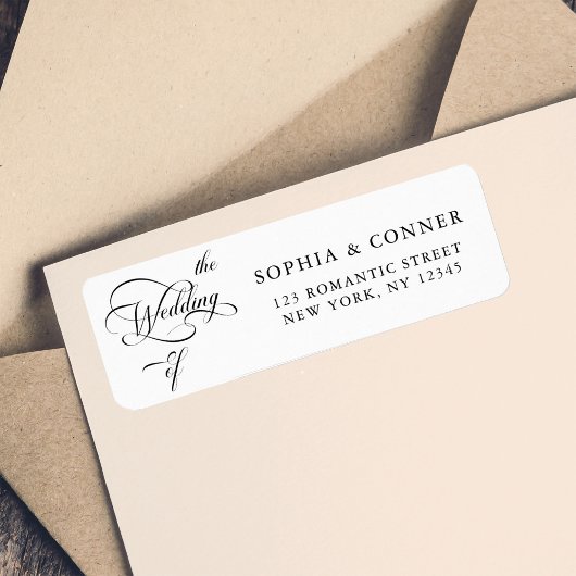 Elegante Classy Calligraphy Wedding Return Adres Etiket