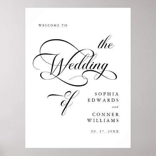 Elegante Classy Calligraphy Wedding Welcome Sign Poster (Voorkant)