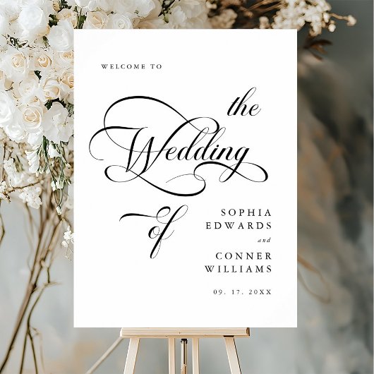 Elegante Classy Calligraphy Wedding Welcome Sign Poster
