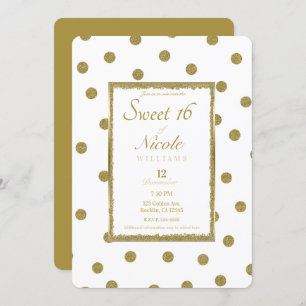 Elegante Classy & Chic Wit Goud Sweet 16 Party Kaart