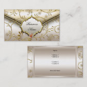 Elegante Classy Damask Caramel Cream Beige Gold Visitekaartje (Voorkant / Achterkant)