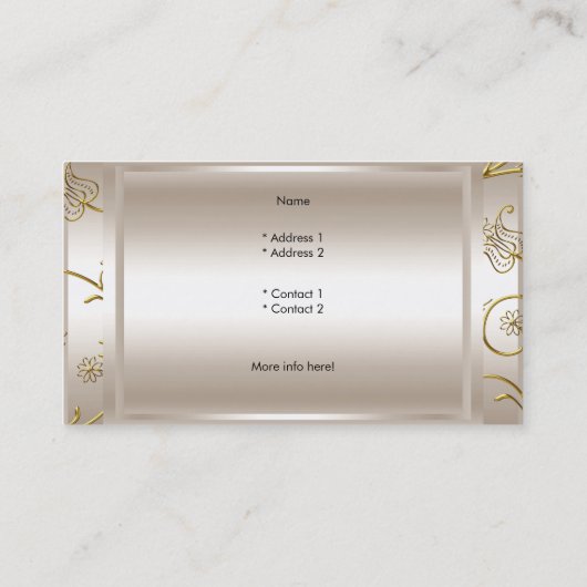 Elegante Classy Damask Caramel Cream Beige Gold Visitekaartje (Achterkant)