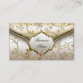 Elegante Classy Damask Caramel Cream Beige Gold Visitekaartje (Voorkant)