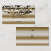 Elegante Classy Damask Sepia Gold Metal Look Visitekaartje (Voorkant / Achterkant)