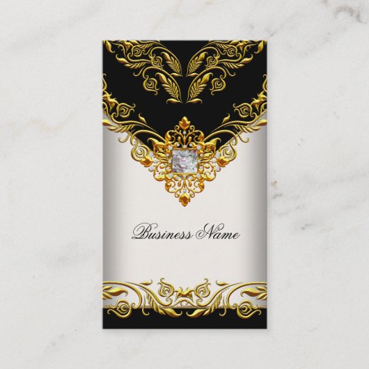 Elegante Classy Elite Gold Cream Zwart op Goud Visitekaartje (Voorkant)