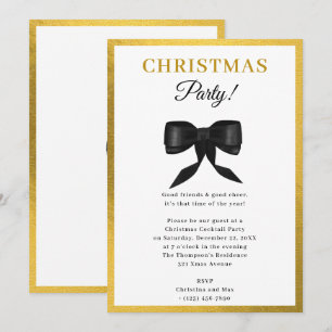 Elegante Classy Gold Black Bow kerstfeest Kaart