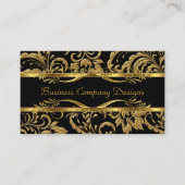 Elegante Classy Gold Black Damask Embossed Look Visitekaartje (Voorkant)