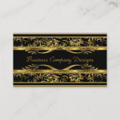 Elegante Classy Gold Black Damask Embossed Look Visitekaartje (Voorkant)