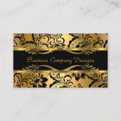 Elegante Classy Gold Black Damask Embossed Look Visitekaartje (Voorkant)