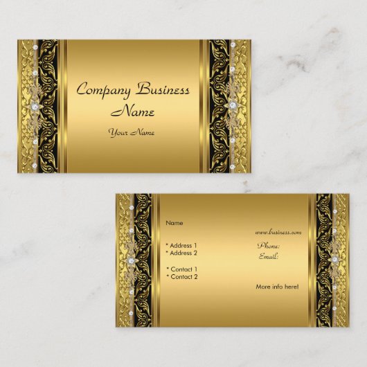 Elegante Classy Gold Black Diamond Visitekaartje (Voorkant / Achterkant)