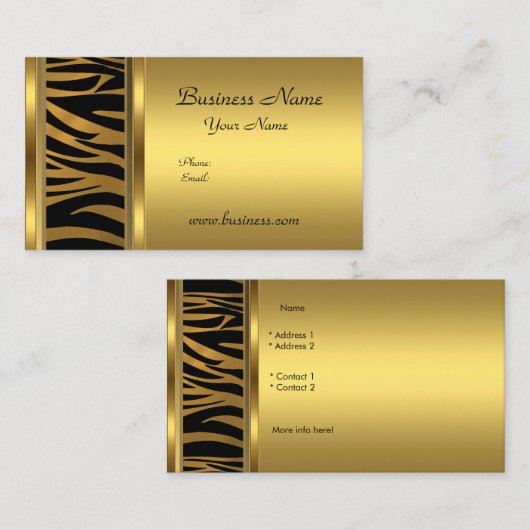 Elegante Classy Gold Black dierenprint Visitekaartje (Voorkant / Achterkant)