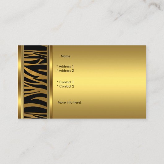 Elegante Classy Gold Black dierenprint Visitekaartje (Achterkant)