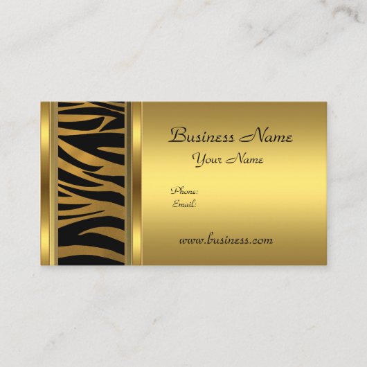 Elegante Classy Gold Black dierenprint Visitekaartje (Voorkant)