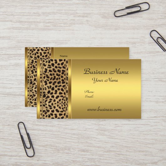 Elegante Classy Gold Black Leopard dierenprint Visitekaartje (Voorkant / Achterkant in situ)