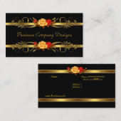 Elegante Classy Gold Black Red Roses Visitekaartje (Voorkant / Achterkant)