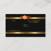 Elegante Classy Gold Black Red Roses Visitekaartje (Achterkant)