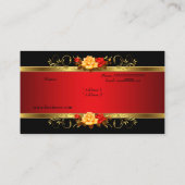 Elegante Classy Gold Black Red Roses Visitekaartje (Achterkant)
