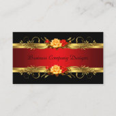 Elegante Classy Gold Black Red Roses Visitekaartje (Voorkant)