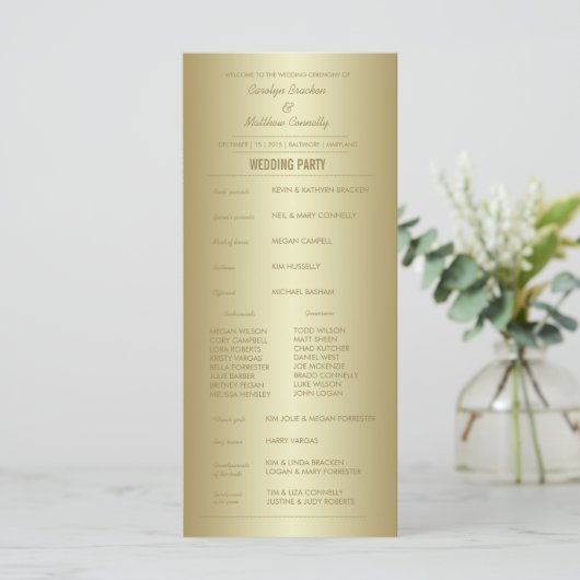 Elegante Classy Gold Ceremony Program Rack Kaart (Staand voorkant)