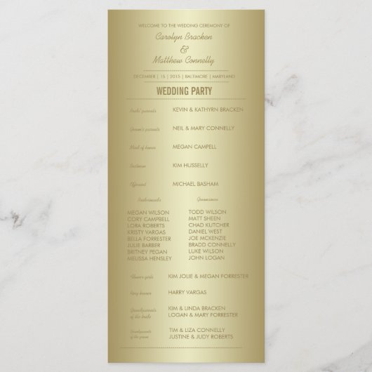 Elegante Classy Gold Ceremony Program Rack Kaart (Voorkant)