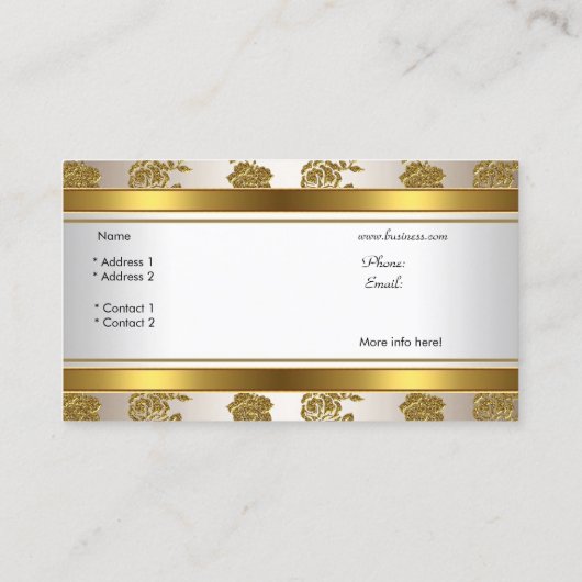 Elegante Classy Gold Cream Bloemen Visitekaartje (Achterkant)