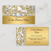 Elegante Classy Gold Damask Bloemenwit Visitekaartje (Voorkant / Achterkant)