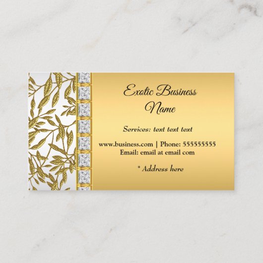 Elegante Classy Gold Damask Bloemenwit Visitekaartje (Achterkant)