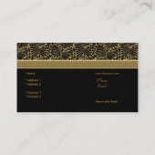 Elegante Classy Gold Damask Embossed black Visitekaartje (Achterkant)