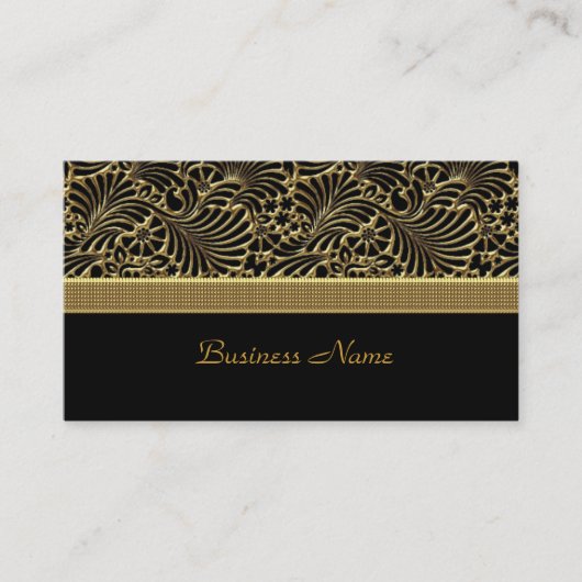 Elegante Classy Gold Damask Embossed black Visitekaartje (Voorkant)