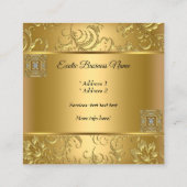 Elegante Classy Gold Damask Floral Look Vierkante Visitekaartje (Achterkant)