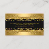 Elegante Classy Gold Damask Floral Overlay Visitekaartje (Achterkant)