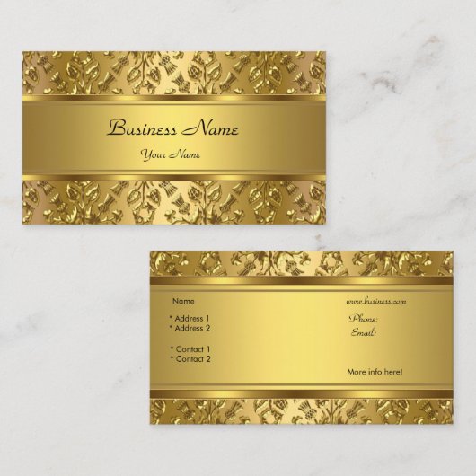 Elegante Classy Gold Damask reliëflook Visitekaartje (Voorkant / Achterkant)