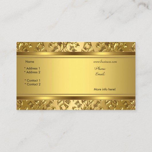 Elegante Classy Gold Damask reliëflook Visitekaartje (Achterkant)