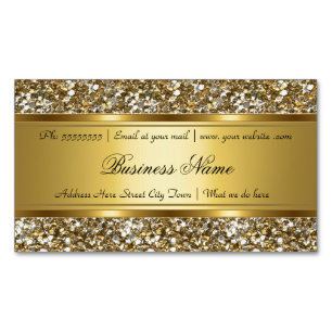 Elegante Classy Gold Faux Glitter Look Zakelijk Visitekaartje Magneet