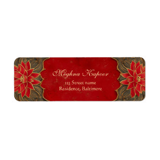 Elegante Classy Gold Lotus Indiase bruiloft rood Etiket