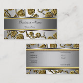 Elegante Classy Goud Zilver Embossed Floral Leaf Visitekaartje (Voorkant / Achterkant)