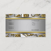 Elegante Classy Goud Zilver Embossed Floral Leaf Visitekaartje (Achterkant)