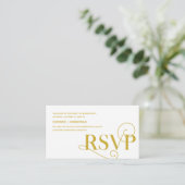 Elegante Classy, Gouden Script, RSVP reageren Informatiekaartje (Staand voorkant)