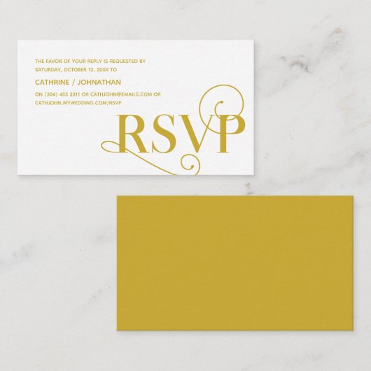 Elegante Classy, Gouden Script, RSVP reageren Informatiekaartje (Voorkant / Achterkant)