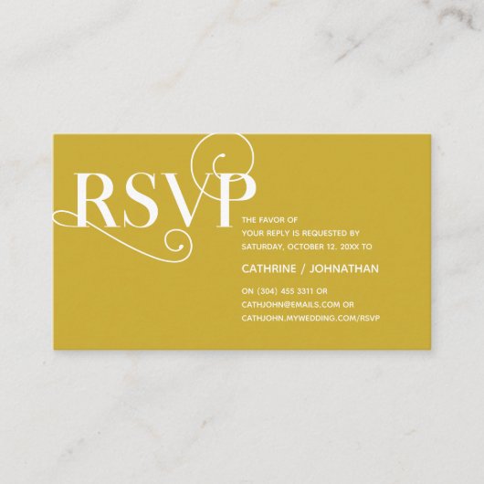 Elegante Classy, Gouden Script, RSVP reageren Informatiekaartje (Voorkant)