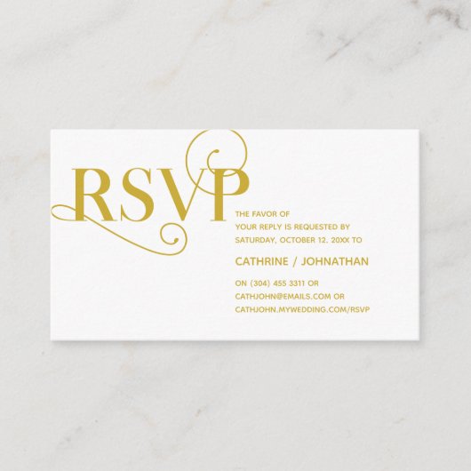 Elegante Classy, Gouden Script, RSVP reageren Informatiekaartje (Voorkant)