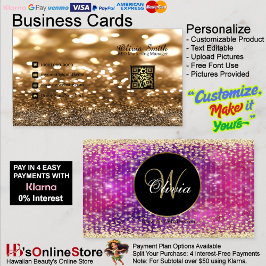 Elegante Classy kralen gordijnen glitter QR-code Visitekaartje