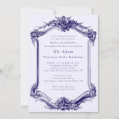 Elegante Classy Navy Blue Quinceañera 15e verjaard Kaart (Voorkant)