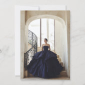 Elegante Classy Navy Blue Quinceañera 15e verjaard Kaart (Achterkant)