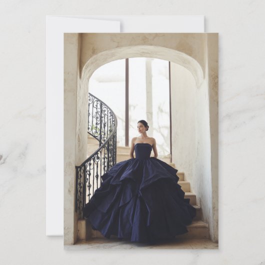 Elegante Classy Navy Blue Quinceañera 15e verjaard Kaart (Achterkant)