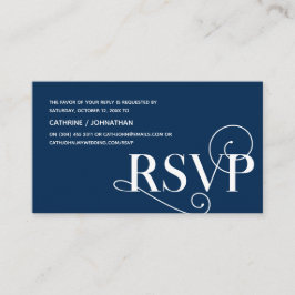 Elegante Classy, Navy Blue Script, RSVP Reageer Informatiekaartje