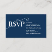 Elegante Classy, Navy Blue Script, RSVP Reageer Informatiekaartje (Voorkant)