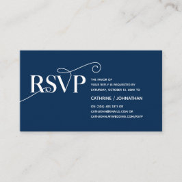 Elegante Classy, Navy Blue Script, RSVP Reageer Informatiekaartje
