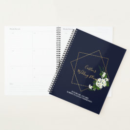 Elegante Classy Navy Geometrische Bruiloft Planner